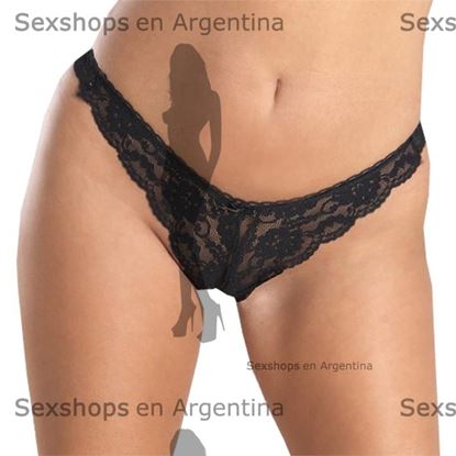 Tanga negra con apertura delantera